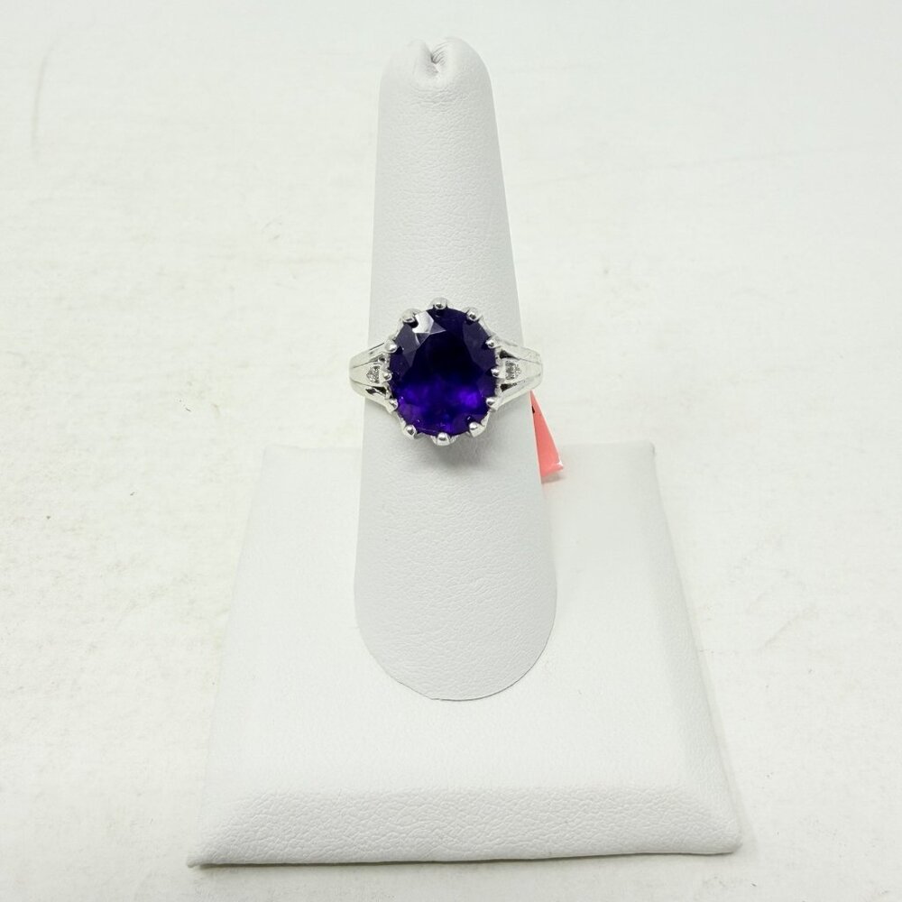 Shop LC Purple Amethyst/White Zircon Size 7 Ring Sterling Silver 4.37 cts. 5433‎
